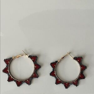 Red beaded hoops